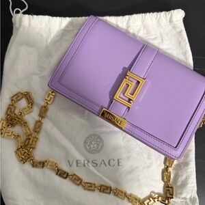 Versace Lavender Crossbody Bag with Gold Chain